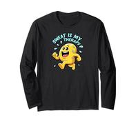 Sweat Is My Therapy Running Workout Funny Maglia a Manica