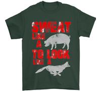 Sweat Like A Pig To Look Like A Fox Gym Uomo T-Shirt 100% Cotone