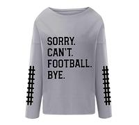 Sweater Donna Invernale Donna Abbigliamento Spiacente Non Posso Calcio Camicia Divertente Regalo per Gli Amanti del Calcio Felpa A Maniche Lunghe Casual Maglione Premaman Maglie Grey L