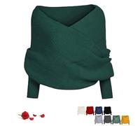 Sweater Scarf with Sleeves for Women, Multifunctional Crochet Scarf Fall Winter Warm Comfortable for Mom Cozy Gift (Green)