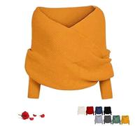 Sweater Scarf with Sleeves for Women, Multifunctional Crochet Scarf Fall Winter Warm Comfortable for Mom Cozy Gift (Yellow)