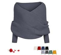 Sweater Scarf with Sleeves for Women, Multifunctional Crochet Scarf Fall Winter Warm Comfortable for Mom Cozy Gift (Grey)