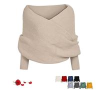Sweater Scarf with Sleeves for Women, Multifunctional Crochet Scarf Fall Winter Warm Comfortable for Mom Cozy Gift (Beige)