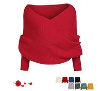 Sweater Scarf with Sleeves for Women, Multifunctional Crochet Scarf Fall Winter Warm Comfortable for Mom Cozy Gift (Red)