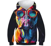 Sweatshirt per Bambini con Cappuccio 3D Bulldog Americano - Felpa per Bambini Comoda per L'autunno, Hoodie per Bambini Resistente per L'uso Quotidiano