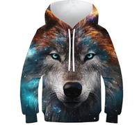 Sweatshirt per Bambini con Dettagli 3D Unici Lupo - Felpa per Bambini Calda per l'inverno, Hoodie per Bambini Resistente per Avventure Quotidiane