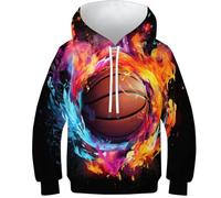 Sweatshirt per Bambini con Fantasia 3D Pallacanestro - Felpa per Bambini alla Moda, Hoodie per Bambini Adatto per Sport E Tempo Libero