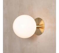 SweAtz Applique da Parete Globo metà secolo Nero Bianco Vetro lattimo Montaggio Semi-Incasso Lampada da soffitto Lampada da Parete Oro Vintage Lampada da Comodino a Sfera Piccola Antica per Camera