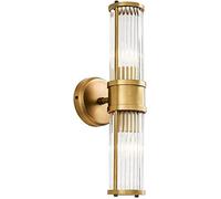 SweAtz Applique da Parete per Bagno lineare in Oro Spazzolato Lampada da toeletta Lampada da Parete Moderna a LED con Barra Lunga in Vetro Trasparente Lampada da Comodino Industriale Vintage per mo