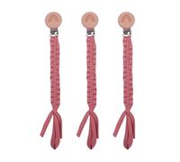SWECOMZE 3 catenelle per ciuccio in cotone, per neonati, per neonato, bavaglini triangolari, ciuccio (rosa scuro)