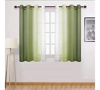 SWECOMZE Confezione da 2 tende verticali trasparenti con occhielli, in voile, traslucide, in tinta unita, per finestre, soggiorno, camera da letto, moderna ed elegante (verde, larghezza 1,32 m x