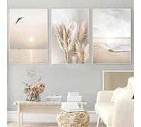 SWECOMZE Set di 3 poster per soggiorno, camera da letto, tramonto spiaggia, eleganti immagini da parete, senza cornice (40 x 50 cm)