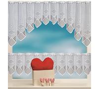 SWECOMZE Tendina a pannello, 2 pezzi, con motivo floreale, colore bianco, tenda trasparente, tende corte per bar, finestre (#01)