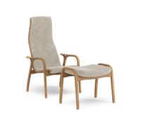 Swedese Lamino Poltrona Alta con Poggiapiedi Rovere Oliato/Moonlight/Pecora