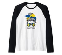 Swedish Girl Swedish Heritage Sweden Flag Maglia con Maniche Raglan