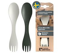 Swedish Spork Little 2-Pack - Posate da campeggio per Bambini Combo Forchetta Cucchiaio Portatile 2 in 1 Posate Riutilizzabili da Viaggio (2pack Little SageGreen/Cream)