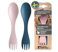 Swedish Spork Little 2-Pack - Posate da campeggio per Bambini Combo Forchetta Cucchiaio Portatile 2 in 1 Posate Riutilizzabili da Viaggio (2pack Little HazyBlue/DustyPink)