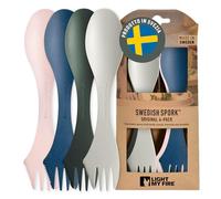 Swedish Spork original - Set Posate Viaggio Sporks - Posate da Viaggio 3 in 1 - Forchetta Cucchiaio Coltello da Campeggio - Posate Plastica Riutilizzabili 100% Senza BPA (4-pack Meadow)