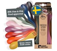 Swedish Spork original - Set Posate Viaggio Sporks - Posate da Viaggio 3 in 1 - Forchetta Cucchiaio Coltello da Campeggio - Posate Plastica Riutilizzabili 100% Senza BPA (10-pack Multicolour)