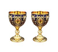 Sweeaau 2Pcs Vintage Medievale Calice Bere Bicchiere Tazza di Metallo Vino Partito Forniture per la Collezione Decorazione Vintage Medievale Calice Bere