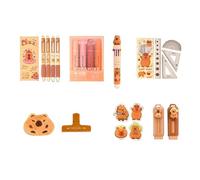Sweeaau 9 pz Cartone animato Studente Cancelleria con Grande Astuccio Evidenziatore Marcatore Righello Gomma Penna Gel Clip Sticker Capybara Astuccio con Adesivo