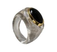 Sweeaau Anelli alla moda in resina trasparente/ambra tonalità comoda vestibilità per donne alla moda eleganti gioielli da viaggio resina, Misura unica, come descritto, come descritto