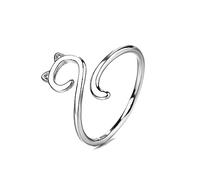 Sweeaau Anelli aperti regolabili per le donne Dainty Cute Long Tail Knitting Crochet Joint Jewelry Ornament Cats Animals Open, Misura unica, come descritto, come descritto