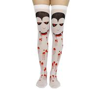 Sweeaau Calze alte da donna sopra il ginocchio calze stampate lunghe calze a tubo Cosplay per Halloween carnevale Halloween Natale per donne ragazze, C, Taglia unica