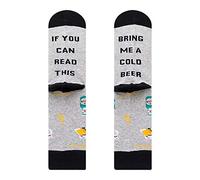 Sweeaau Calzini lunghi unisex con scritta divertente "If You Can Read This Whisky Beer Wine Letter", in cotone, idea regalo per uomo, colore: bianco, A, Taglia unica