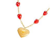 Sweeaau Collana con ciondolo a forma di frutta in vetro artistico realizzata per la donna moderna che ama gioielli distintivi Elegante colore colorato ciondolo in vetro, Misura unica, come descritto