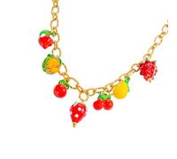 Sweeaau Collana con ciondolo a forma di frutta in vetro artistico realizzata per la donna moderna che ama gioielli distintivi Elegante colore colorato ciondolo in vetro, Misura unica, come descritto