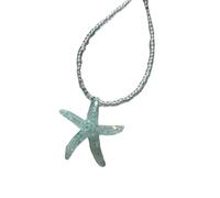 Sweeaau Collana moderna con ciondolo a forma di stella marina per bambini, collana con perline, gioiello carino per gli appassionati di stelle marine, gioiello unico per il collo, Misura unica, come