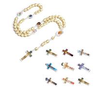 Sweeaau Collana rosario con catena di perline con ciondolo semplice rosario cattolico per religiosi cattolici perline unica lunga durata