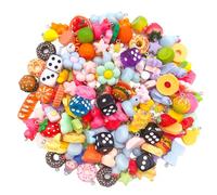 Sweeaau Confezione da 20 ciondoli assortiti in resina colorata, a forma di frutta, cibo, per gioielli, collane, accessori colorati