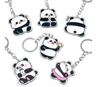 Sweeaau Confezione da 6 catene a forma di panda per borse e decorazione interna auto, portachiavi in acrilico, portachiavi con ciondolo a forma di panda carino