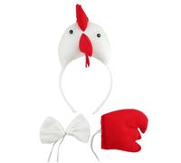 Sweeaau Costume cosplay da gallo per bambini, 3 pezzi, tra cui fascia da gallo, papillon e coda, per Halloween e pollo, per travestire capelli comodi