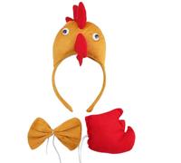Sweeaau Costume cosplay da gallo per bambini, 3 pezzi, tra cui fascia da gallo, papillon e coda, per Halloween e pollo, per travestire capelli comodi