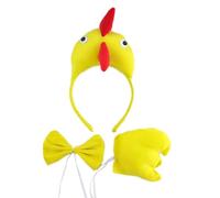 Sweeaau Costume cosplay da gallo per bambini, 3 pezzi, tra cui fascia da gallo, papillon e coda, per Halloween e pollo, per travestire capelli comodi