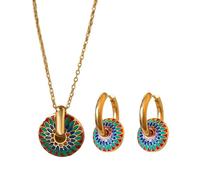 Sweeaau Creativo Vintage Fiore Collana Catena di Metallo Neckwear O Orecchini Orecchio Ornamento Per Le Donne Con Stile Etnico Progettare Elegante Collana Orecchini, Misura unica, come descritto, come