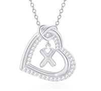 Sweeaau Elegante collana con iniziale a forma di cuore con zirconia robusta in lega di zirconio, ideale per regali romantici da donna alla moda per uso quotidiano collana a forma di cuore, C, come