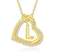 Sweeaau Elegante collana con iniziale a forma di cuore con zirconia robusta in lega di zirconio, ideale per regali romantici da donna alla moda per uso quotidiano collana a forma di cuore, C, come