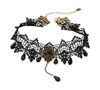 Sweeaau Elegante collana girocollo in pizzo punk a forma di clavicola con cristallo per donna migliora eleganza e mistero per eventi a tema