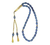 Sweeaau Perline ovali in vetro per preghiera islamica Tasbih con nappe dorate per devozione quotidiana e preghiera di eventi culturali, Blu trasparente., Taglia unica