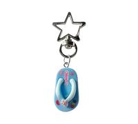 Sweeaau Portachiavi a forma di sandalo da spiaggia, delicato ciondolo per borsa, alla moda, struttura in lega per aggiungere un tocco a qualsiasi decorazione casual, Blu, Square button