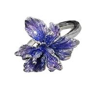 Sweeaau Regolabile Blu Smaltato Fiore Anelli Disegni Eleganti Gioielli Portatile Donne Sensibile Pelle amichevole Blu Fiore Gioielli, Misura unica, come descritto, come descritto