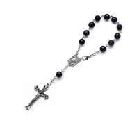 Sweeaau Rosario religioso da 8 mm per battesimo, con 11 perline per preghiera, croci, rosario per battesimo, per donne e uomini