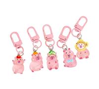 Sweeaau Set di 5 portachiavi a forma di animale luminoso notturno, in resina, leggero e portatile, ornamento per la decorazione dell'auto, leggero e portatile