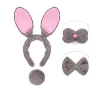Sweeaau Set di accessori per costume da coniglietto pasquale con orecchie da coniglio, fascia per capelli, coda, conigli, naso, Halloween, cosplay, costumi di Halloween