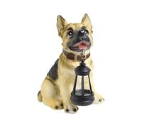 Sweeaau Statuetta a forma di cane da giardino, luce solare, patio, cortile, portico, cane, sentiero, decorazioni natalizie, regalo esterno, ornamenti da giardino