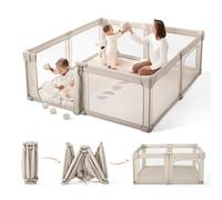 Sweeby Box per bambini, recinto pieghevole, extra large, per interni ed esterni, box sicuro per neonati e bambini (beige, 150 x 150 cm)